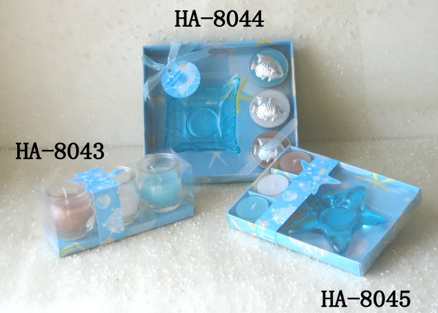 Scented candles with glass holder set