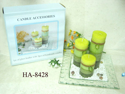 Scented candles with glass holder set