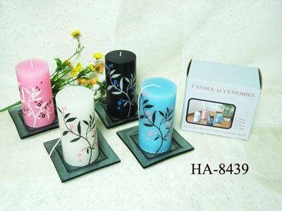 Scented candle with glass holder set