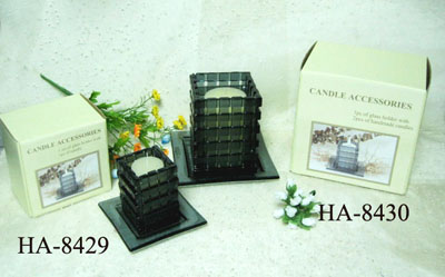 Scented candle with glass holder set