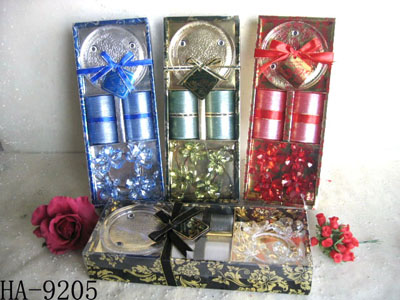Scented candles with glass holder set