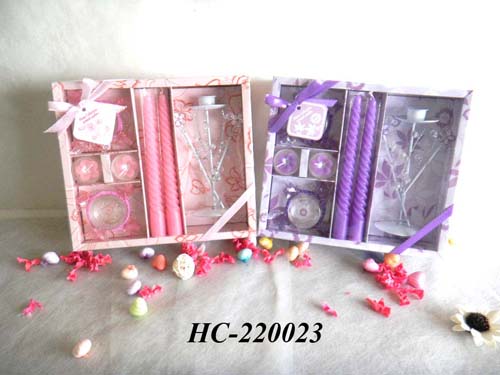 Scented candles with glass holder set