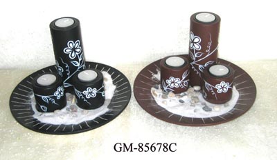 wooden candle holder set