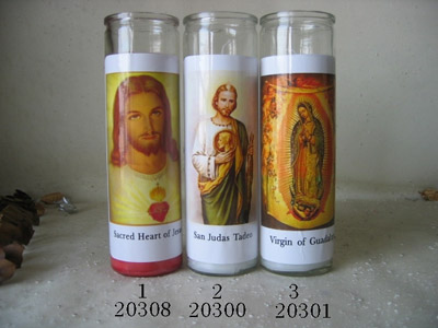 Church candle in jar