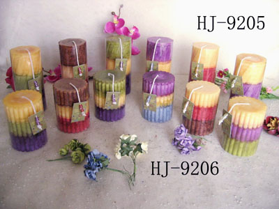 Scented snow-inside pillar candles
