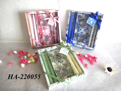Scented candles with glass holder set