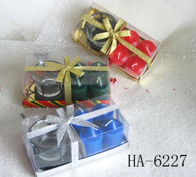Scented candles with glass holder set