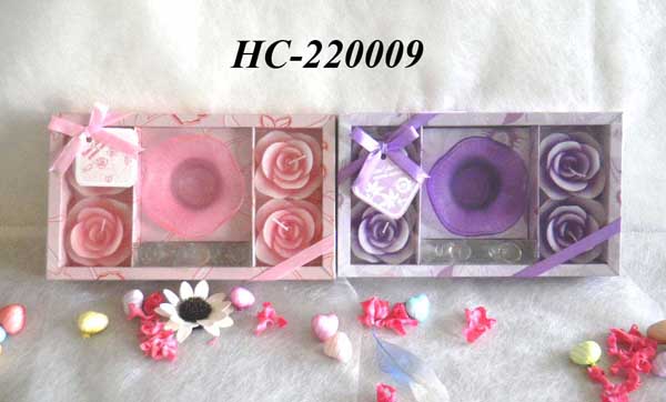 Scented candles with glass holder set