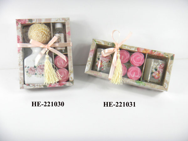 scented candles with reed diffuser in gift box
