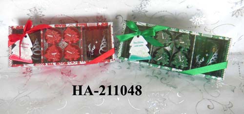 scented candles with glass holder in gift box