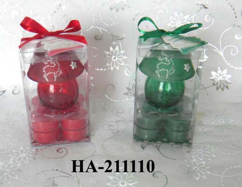 scented tealight with glass holders in pvc box