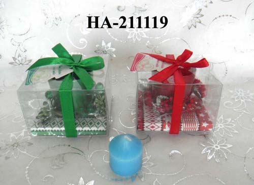 scented votive with glass holders in pvc box