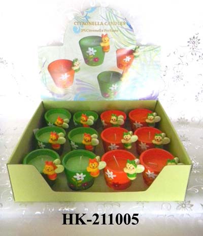 garden candle in ceramic holder by display box