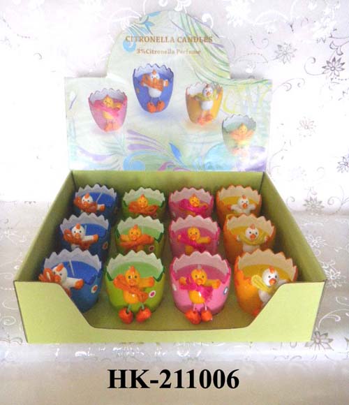 garden candle in ceramic holder by display box